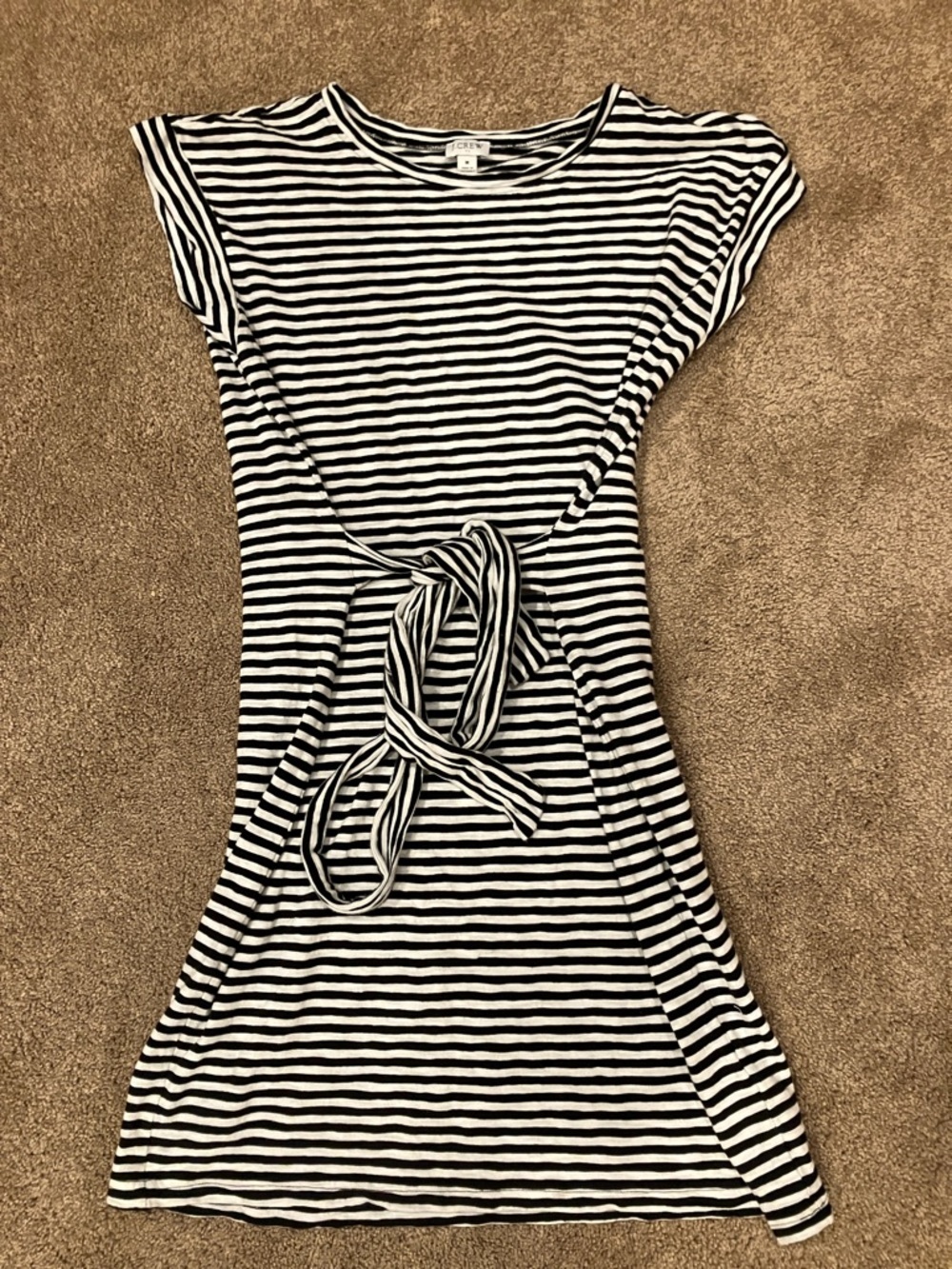J. Crew Black & White Striped Tie-Front Dress 100% cotton